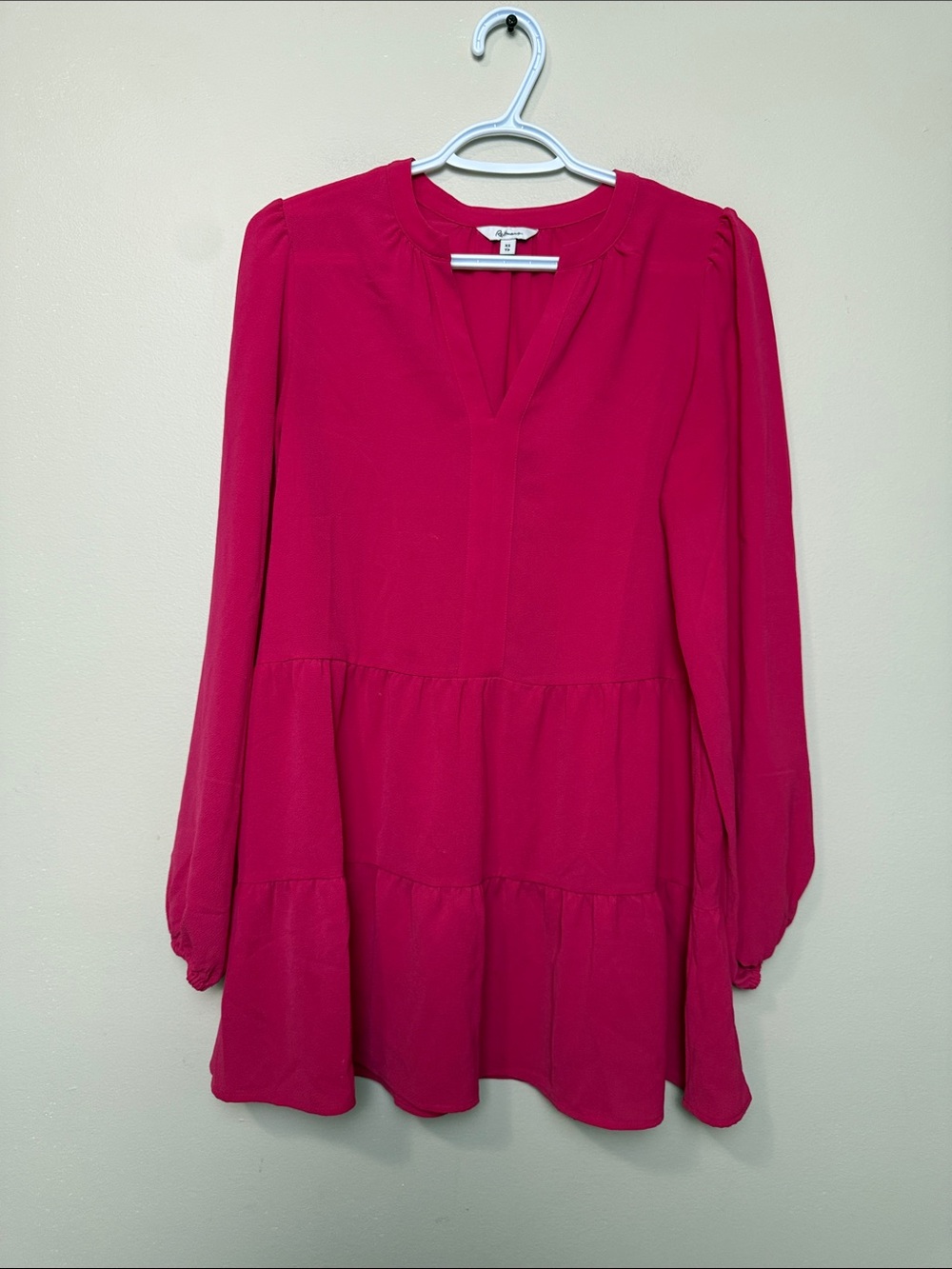 Reitmans Hot Pink Long-Sleeve Peplum Tunic size XS